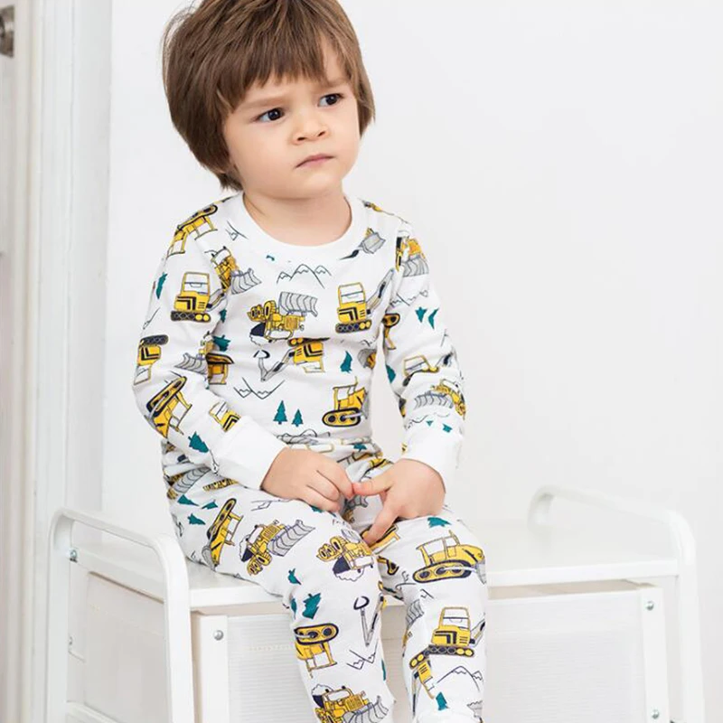 BINIDUCKLING/ г., осенне-зимние детские пижамы, комплекты для мальчиков, Детская одежда пижамы с рисунком динозавра, пижамы для девочек, одежда для сна
