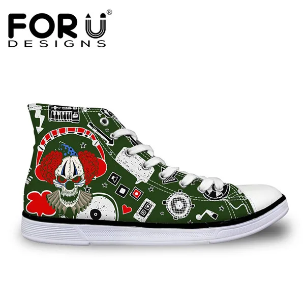 FORUDESIGNS/крутая Мужская Вулканизированная обувь в стиле панк с черепом; парусиновая обувь с высоким берцем; обувь на плоской подошве для мальчиков-подростков; повседневные мужские кроссовки для студентов; - Цвет: CC1143AK