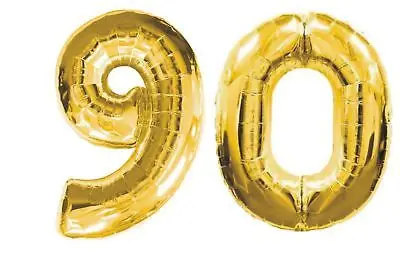 

90th BIRTHDAY PARTY DECORATION kit GIANT number 90 GOLD FOIL BALLOONS Nos 9 & 0
