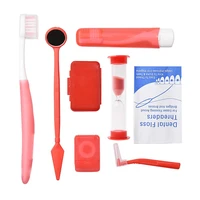 8pcsset oral care travel kit interdental brush portable orthodontic toothbrush set dental mirror tooth wax dental floss