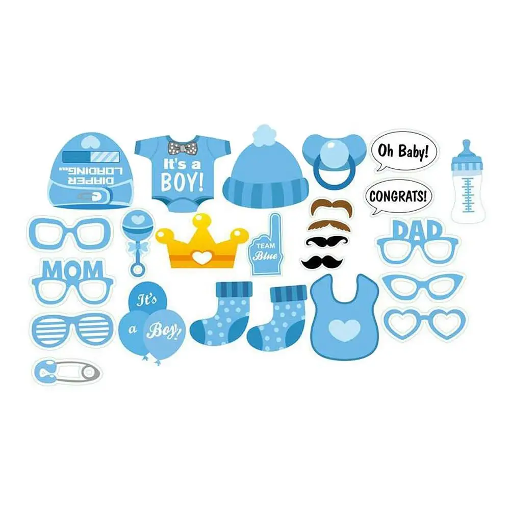HOMMINI Photo Booth Props Photography Mask Paper Card Boy Girl For First 1 Birthday Baby Shower Party Decoration Event | Дом и сад