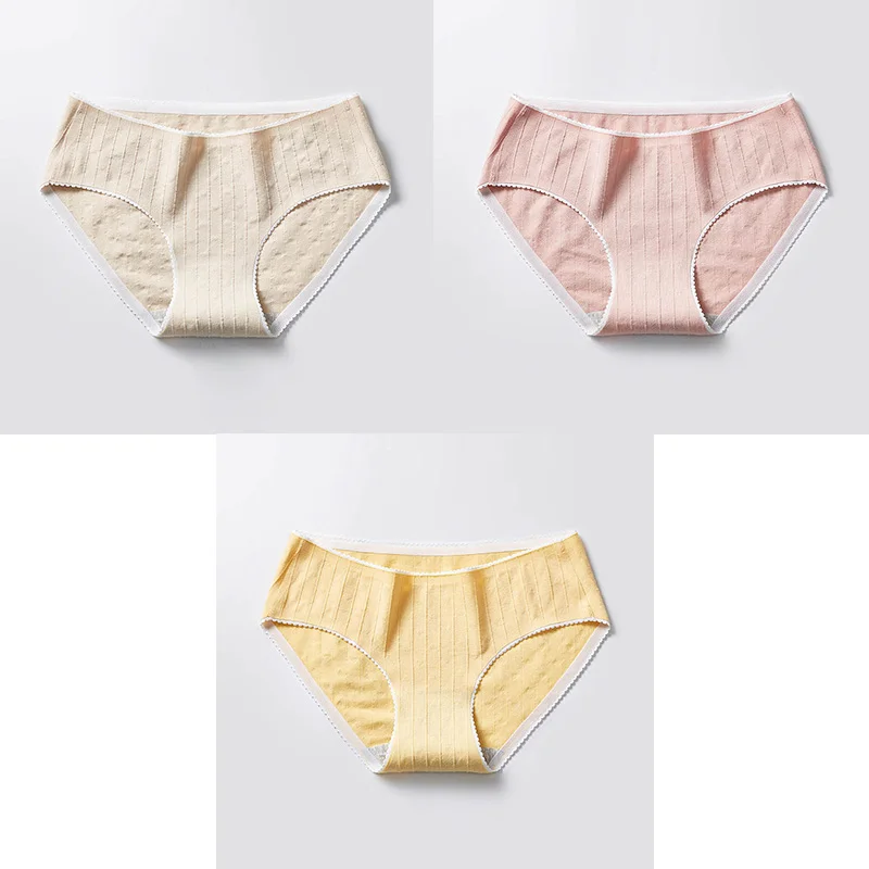 Nude Pink Yellow 3 Pcs Cotton Briefs Woman Panties Low Waist Breathable Antibacterial Female Panties Brand Quality New Briefs Underwear For Women - Цвет: Nude Pink Yellow