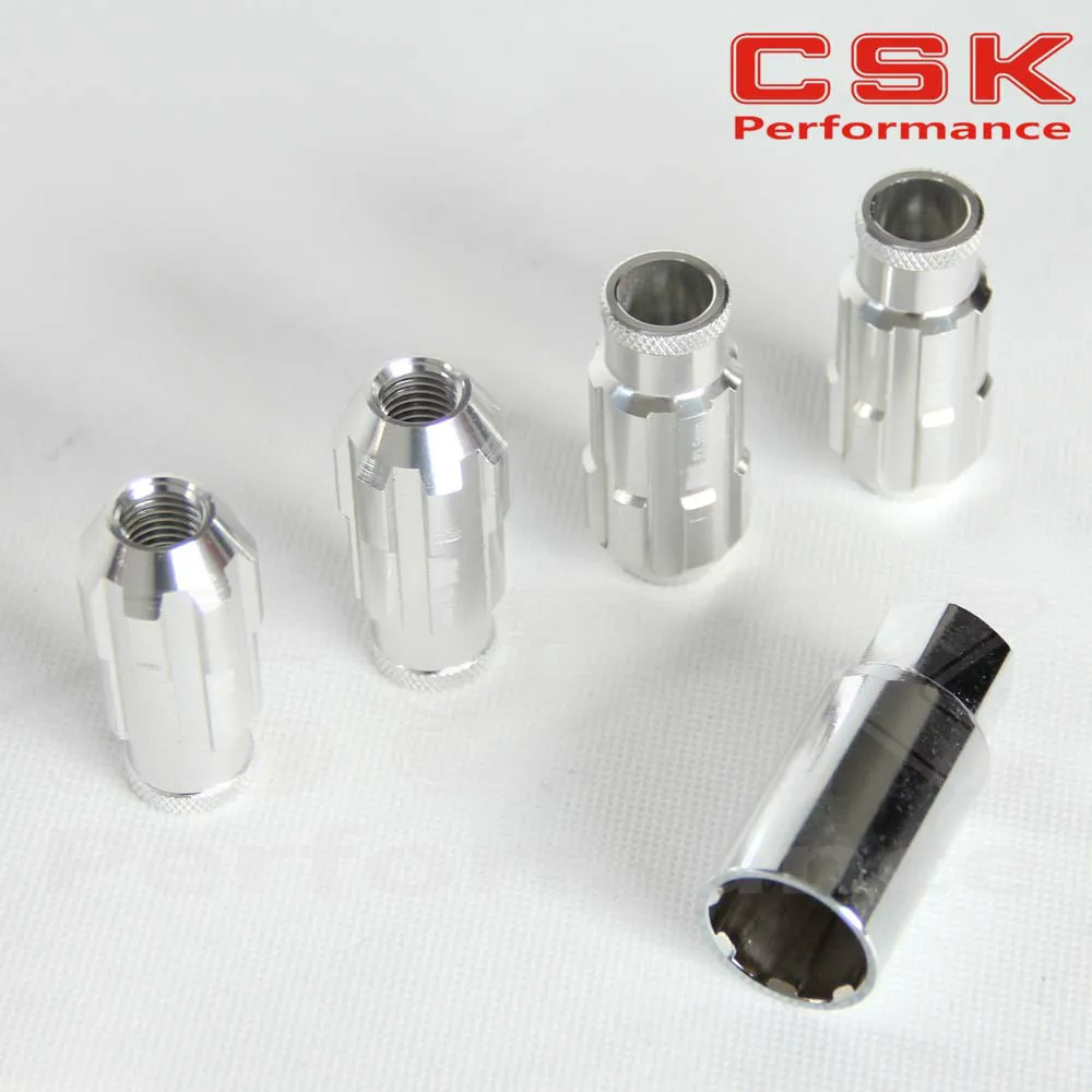 Гоночные алюминиевые запорные гайки с ключом 12x1 5 D1 SPEC серебристым цветом + 4 шт.|lug