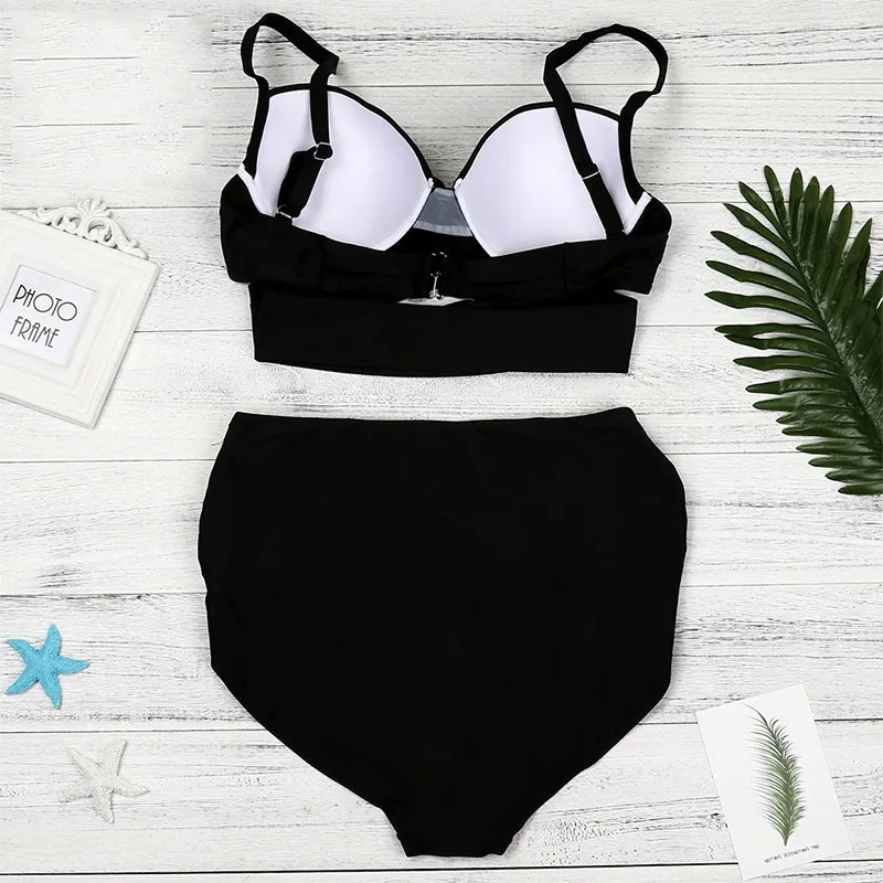 Набор бикини с высокой талией плюс размер купальник для женщин пуш-ап из двух