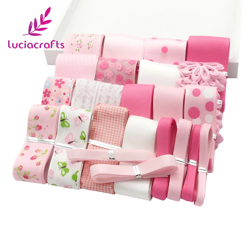 Lucia crafts 23 ярдов 6-40 мм смесь атласная/корсажная/органза лента набор отделка Кружева DIY Свадебная Упаковка бант для волос S0609