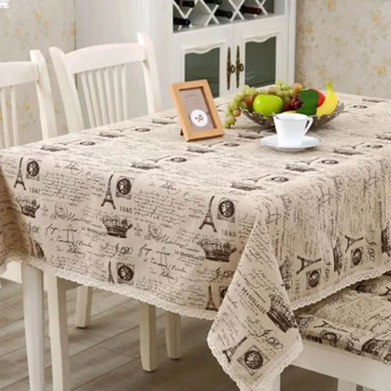 Прямоугольная льняная скатерть в стиле ретро британская открытка кружевная с