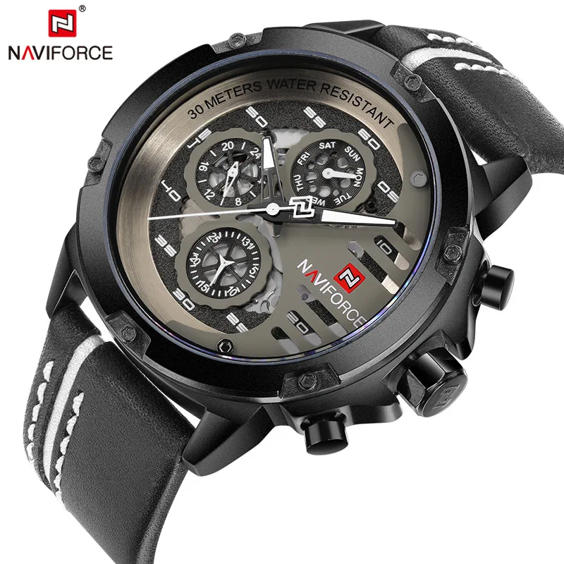 Часы наручные NAVIFORCE Мужские кварцевые брендовые Роскошные водонепроницаемые