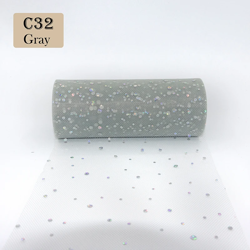 C32 Фатиновая юбка-пачка с блестками для маленьких девочек, 25 ярдов 15 см, свадебные украшения, вечерние платья из блестящей ткани, органза - Цвет: C32