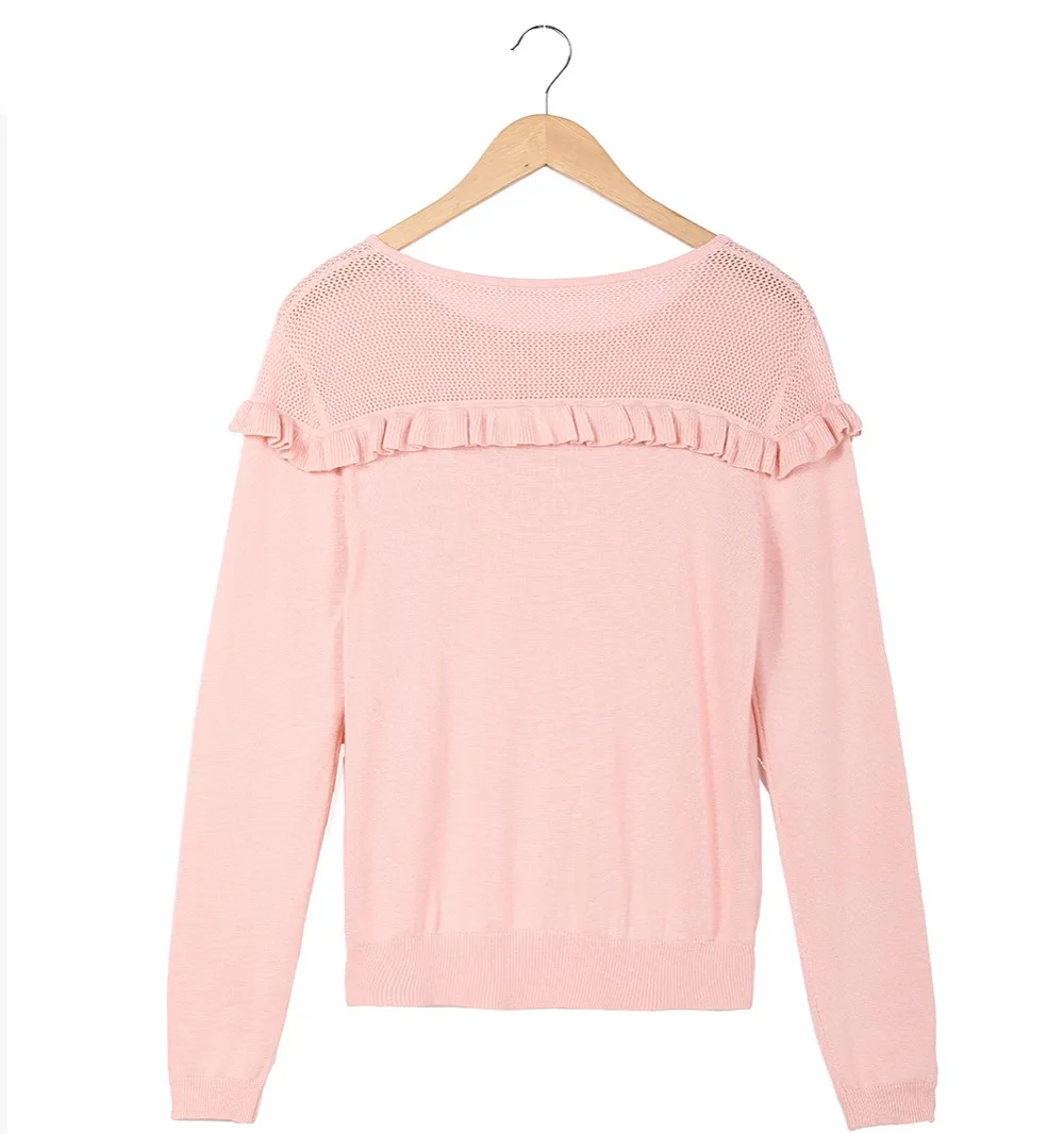 Donnalla Autumn Off Shoulder Knitted Sweaters Women Ruffles Long Sleeve Bodycon Sweater Tops Ladies Solid Pullovers | Женская одежда