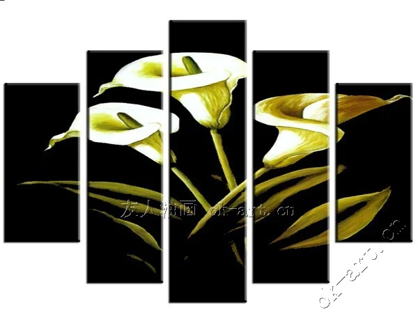 

Ручная роспись абстрактная картина маслом с цветком Calla Lily Hotel home decoration Живопись 5 шт./компл. современное настенное Искусство Холст Живопись