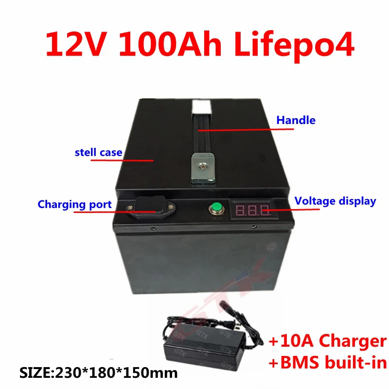 GTK 12 V 100Ah LiFePO4 аккумулятор, литиионый аккумулятор, 12 V BMS 4S для RV солнечной системы лодочный мотор автомобильный электромобиль+ 10 Acharger