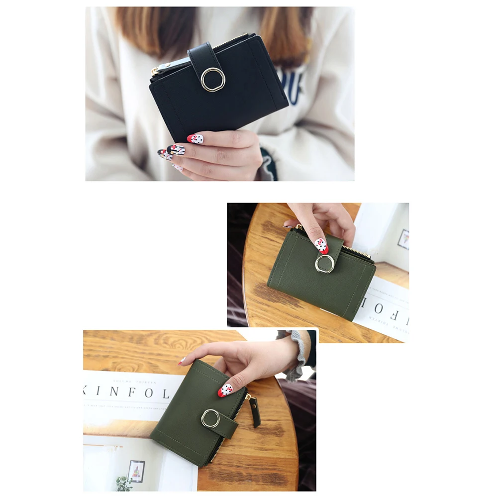 Модный однотонный маленький кошелек из искусственной кожи женский на молнии с