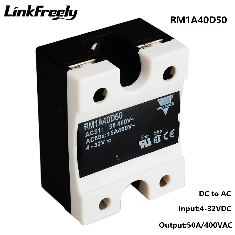 

RM1A40D50 50A DC AC Solid State Relay Module,Output:42-440VAC Input:5V 12V 24VDC SSR Relay,Electrical Voltage Relay Switch Board