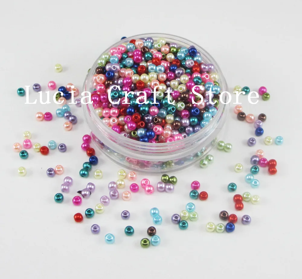 Lucia Crafts 3 мм 1440 шт./лот разноцветные Круглые бусины с имитацией жемчуга материал