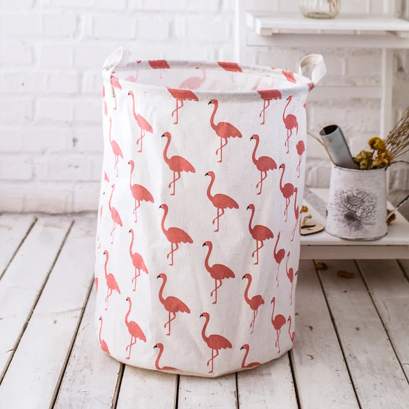 On white Flamingos Nordic Стиль Фламинго корзина для белья 50* 40c'm складное ведро разное игрушка хранения корзина для грязного белья корзины коробка для хранения - Цвет: On white Flamingos