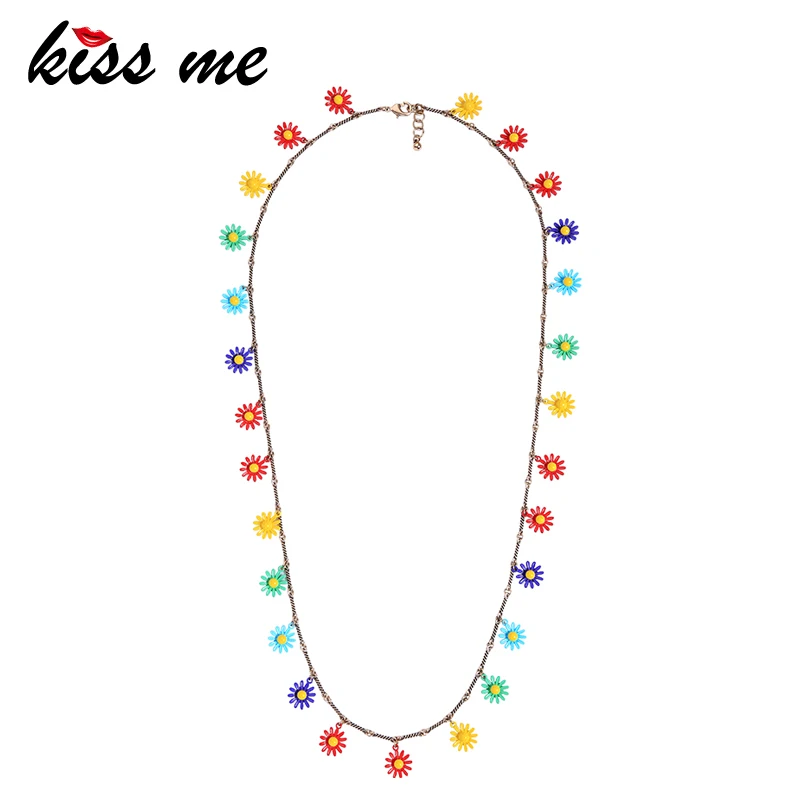 Женское многоцветное ожерелье KISS ME длинное из цинкового сплава ювелирные