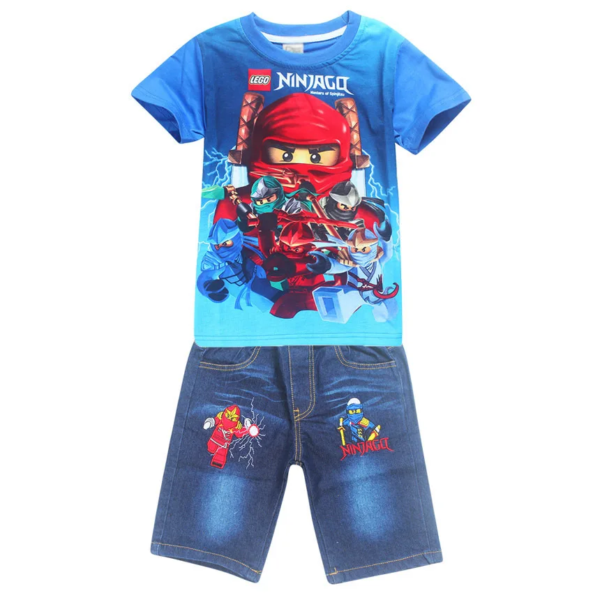 Розничная продажа комплекты одежды для детей Ninjago модная детская летняя рубашка
