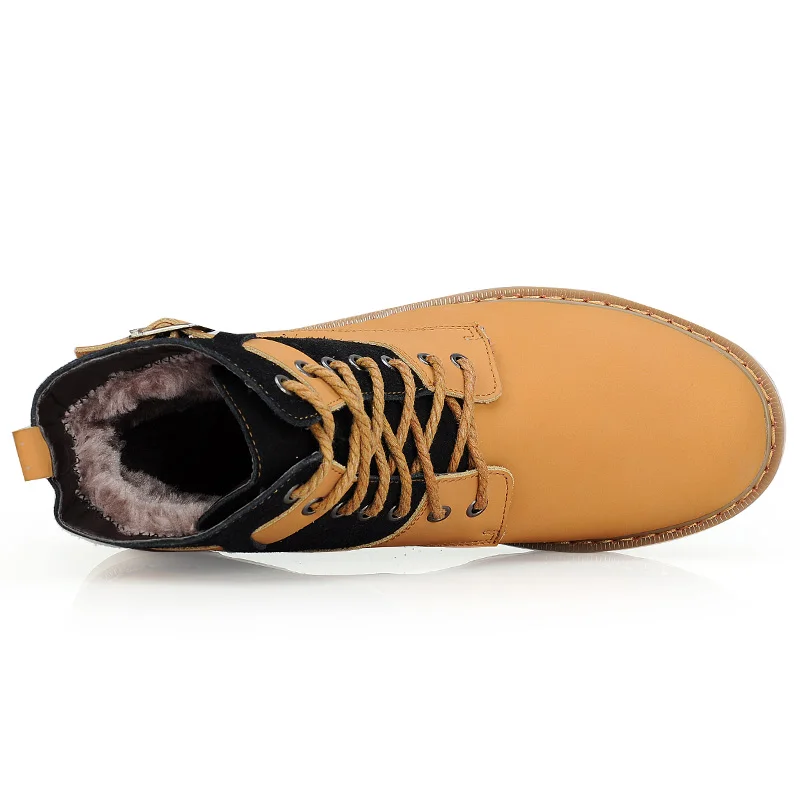 Спокойный 2017 Зима Повседневная Мужская обувь кожа шить высокие туфли на шнуровке