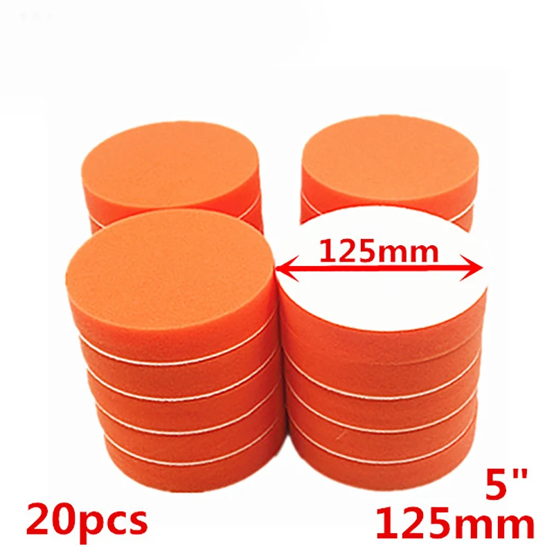 Горячая 20 шт 125 мм полная полировка полировки колодки 5 дюймов плоская губка