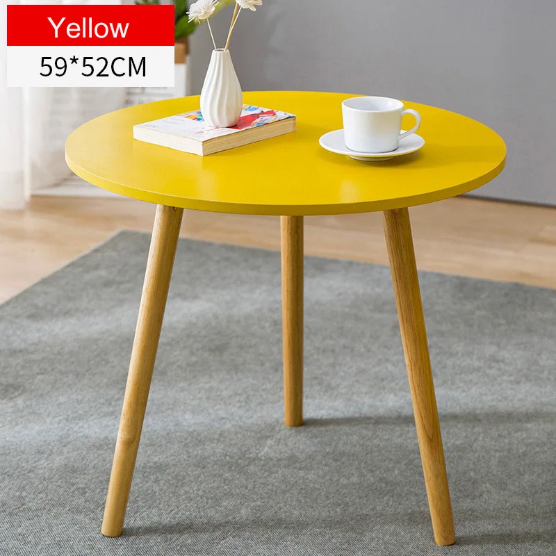 59cm yellow Журнальный столик из цельного дерева в скандинавском стиле, столик для гостиной, диван-столик, маленький обеденный стол, маленький чайный столик, мебель для дома - Цвет: 59cm yellow