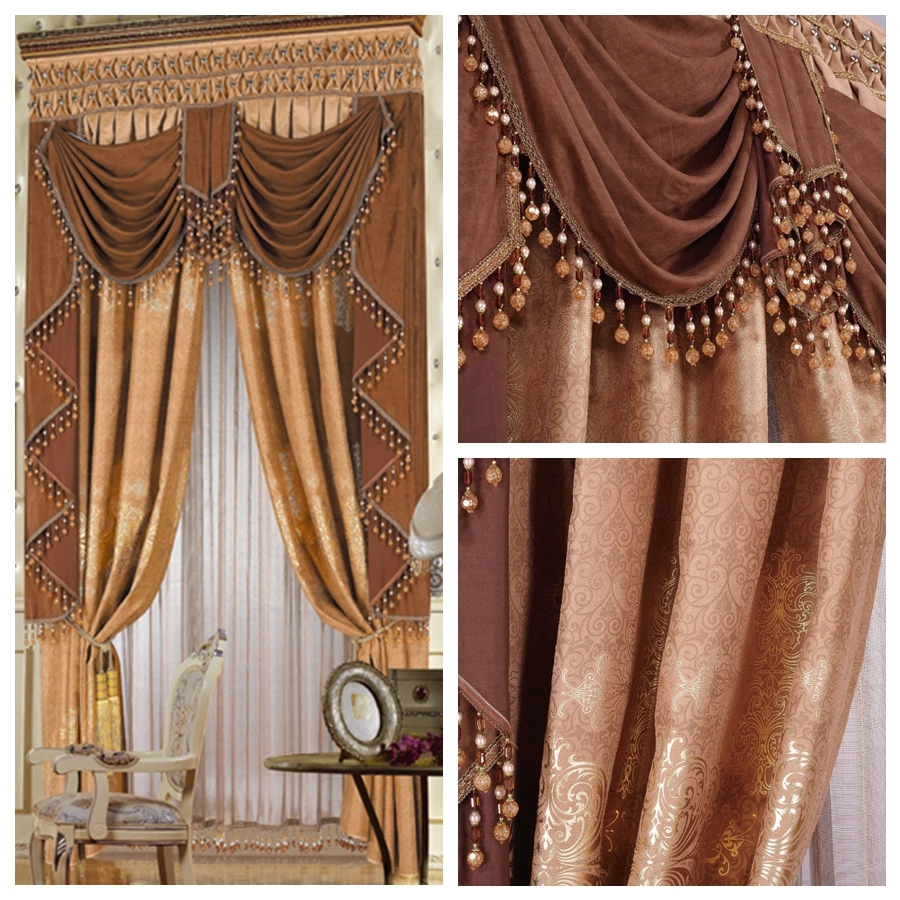 Роскошные модные классические декоративные занавески с принтом кофейного