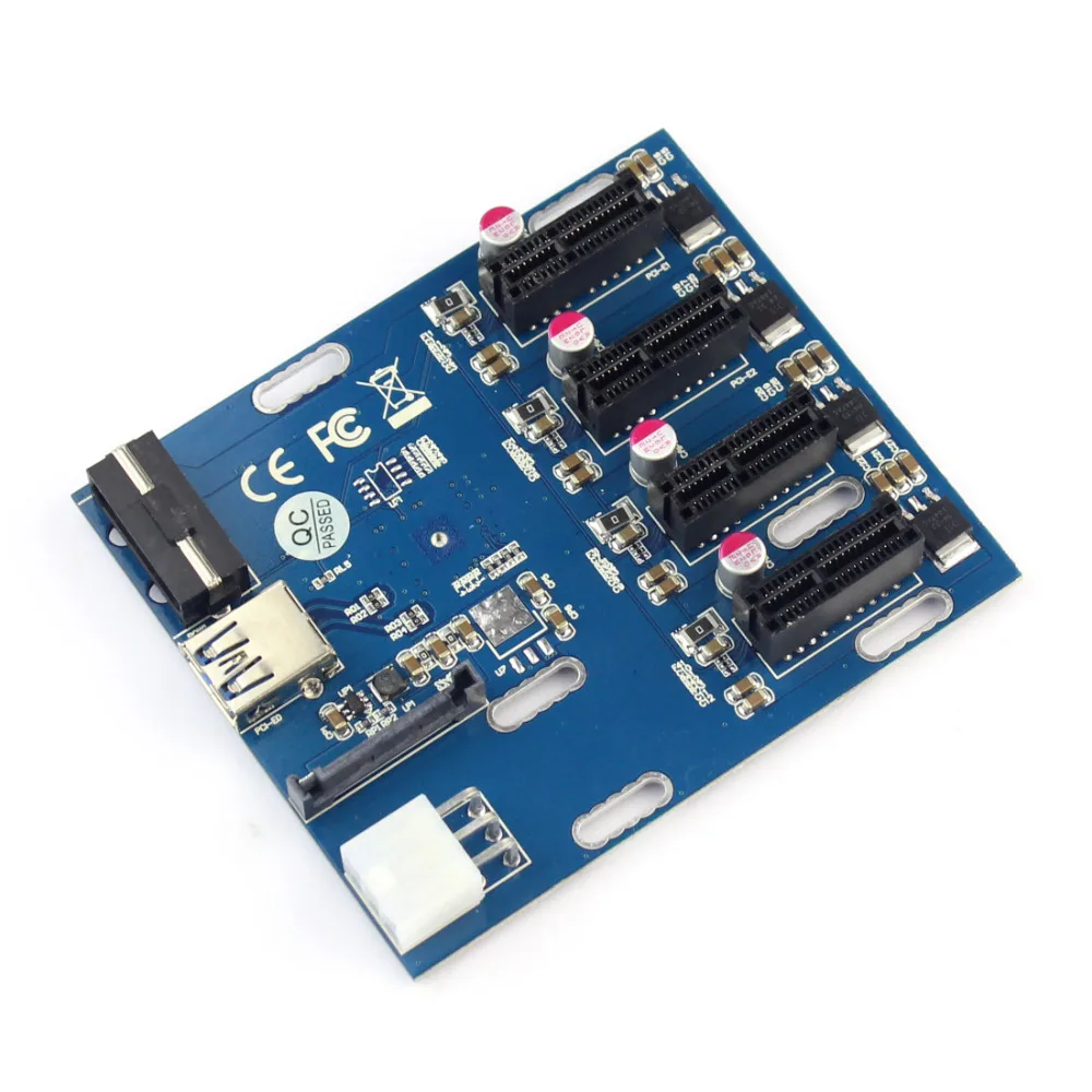 XT-XINTE PCIe to PCI Express 1to 4 Slot Riser Card Mini ITX External PCI-e Adapter Port Multiplier for Miner BTC | Компьютеры и офис
