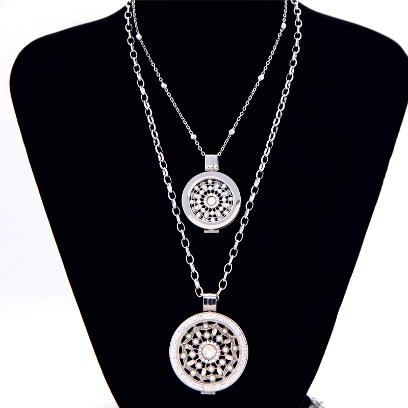 Vinnie дизайн ювелирных изделий розовое золото Колье-подвеска с 2 шт Rosario Монета диск