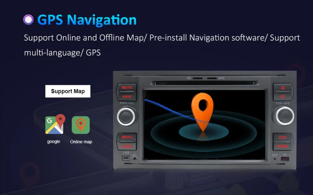 Bosion 32G Автомобильный мультимедийный плеер Android 9,0 gps Авторадио 2 Din 7 дюймов для Ford/Mondeo/Focus/Transit/C-MAX/S-MAX/Fiesta 2GB ram