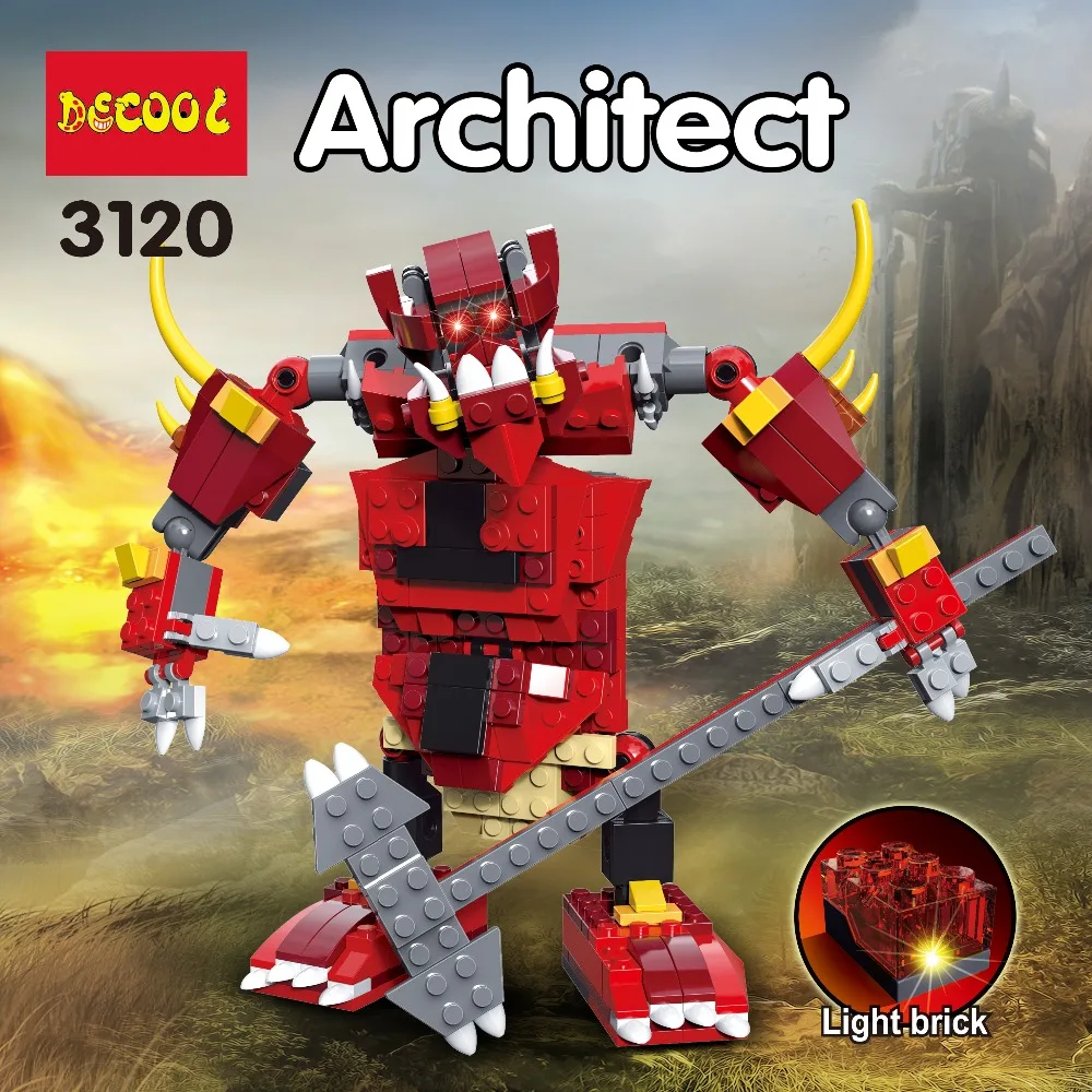 Decool 3120 486 шт. для lego 6751 Fiery Legend строительные блоки динозавра рыцарь дракона модель
