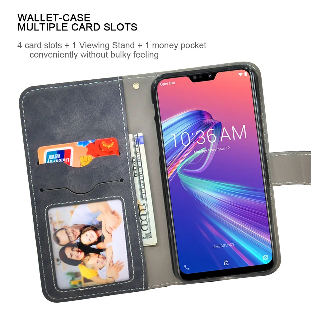 Кожаный чехол-книжка в винтажном стиле для ASUS ZenFone Max Pro M2 ZB631KL ZB630KL, Роскошный чехол-Кошелек из ТПУ, чехол для телефона