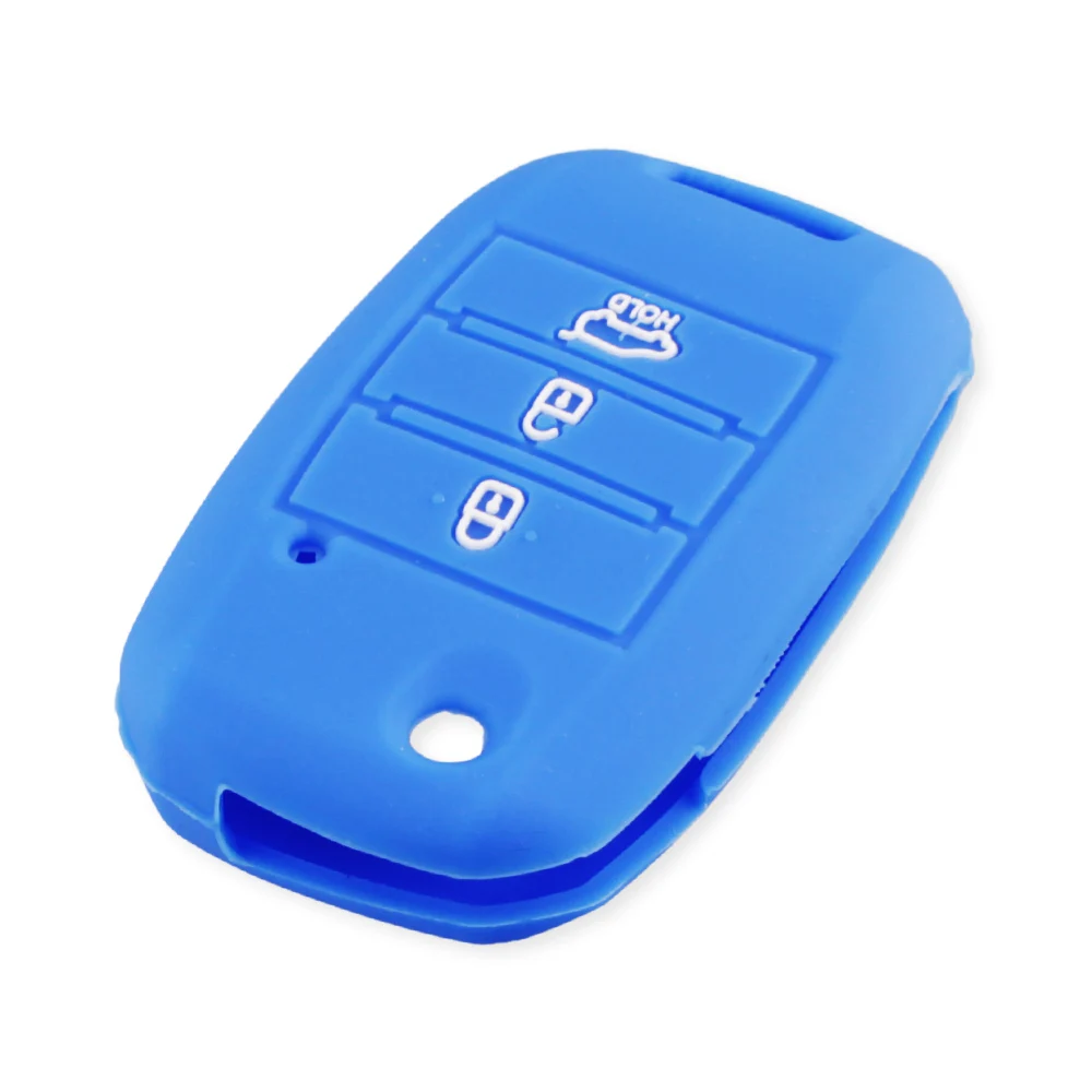 blue KEYYOU силиконовый откидной складной чехол для ключа автомобиля для KIA Sid Rio Soul Sportage Ceed Sorento Cerato K2 K3 K4 K5 чехол для дистанционного управления - Название цвета: blue