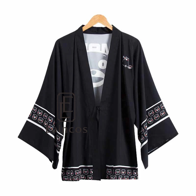 Аниме Кумамон кимоно косплей Хэллоуин костюм накидка хаори черное шифоновое