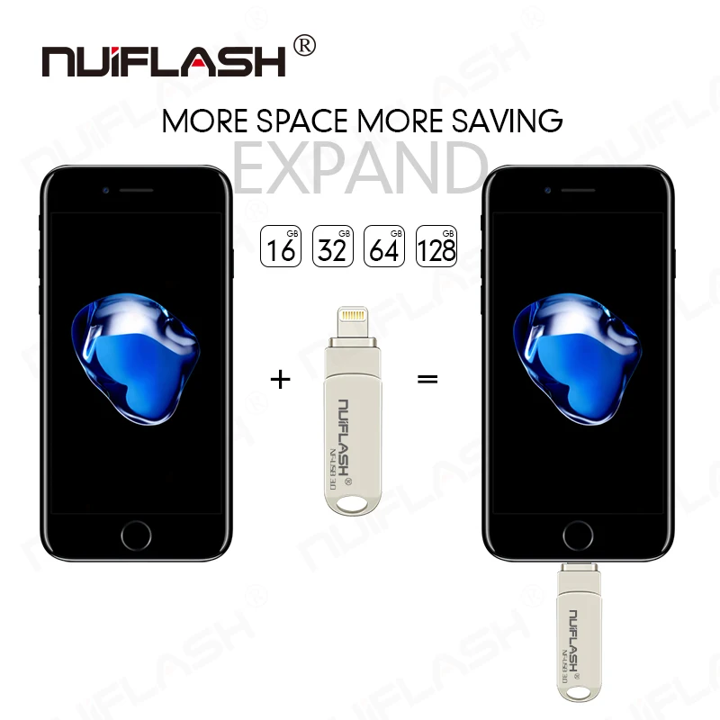 USB флеш накопитель Nuiflash для iPhone Xs Max X 8 7 6 iPad 16/32/64/128 ГБ|USB флэш-накопители| |