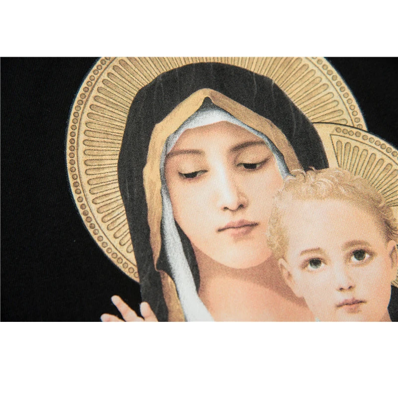 Мужская футболка с принтом Godmother черная уличная круглым вырезом в стиле хип хоп