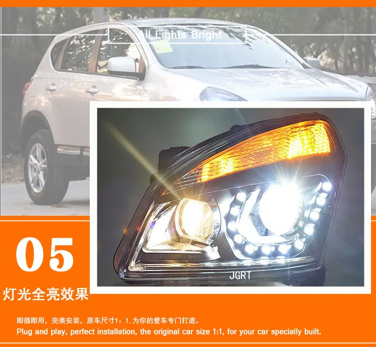 2 шт. светодиодный фонарь для Nissan Qashqai 2010-2013 Автомобильный светодиодный фонарь с двойным ксеноновым объективом автомобильные аксессуары дневные ходовые огни
