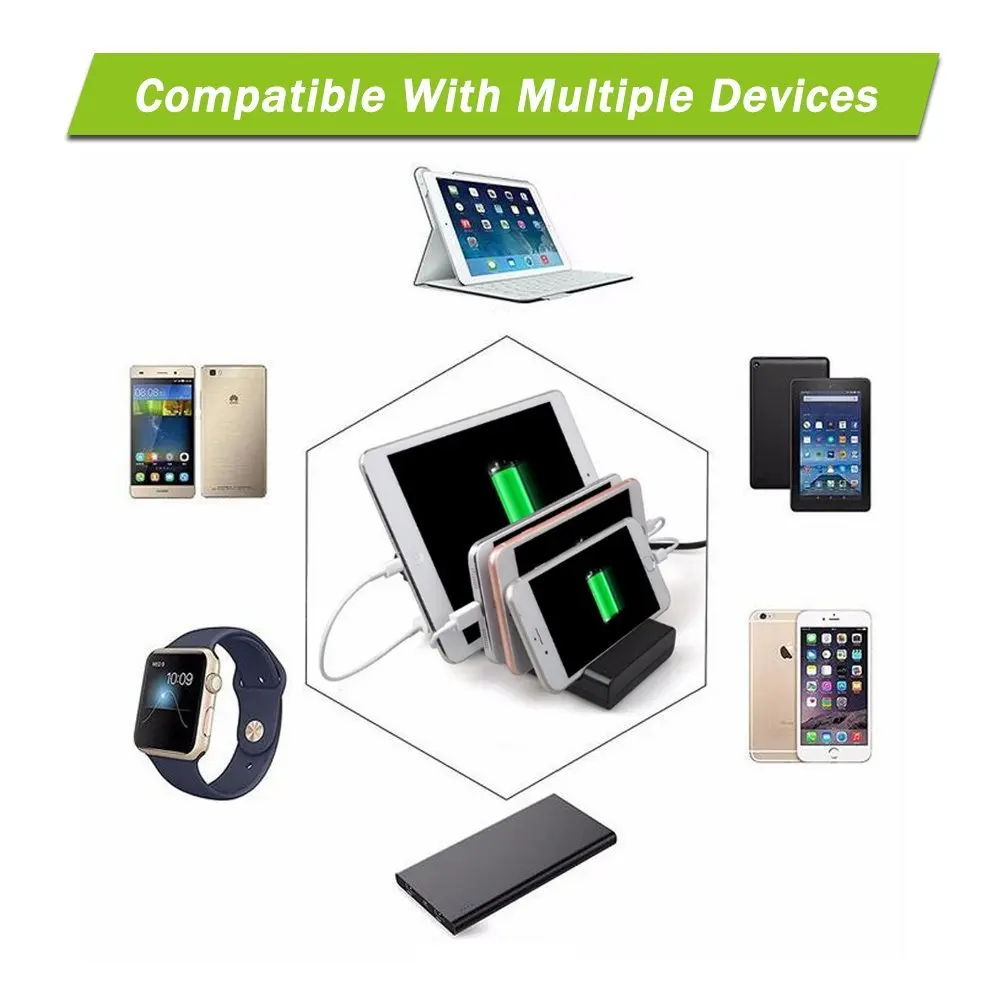 Универсальное настольное зарядное устройство с держателем и 4 USB портами