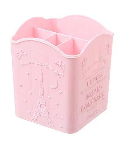 Pink tower Мини-органайзер для макияжа, коробка для ювелирных изделий, ожерелья, ногтей, польские серьги, пластиковая коробка для макияжа, Домашний Настольный органайзер для косметики - Цвет: Pink tower