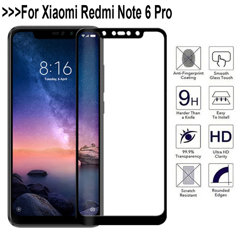 3D Tempered Glass For Xiaomi Redmi Note 6 Pro Screen Protector Protective Film 6.26 inch Full Cover | Мобильные телефоны и