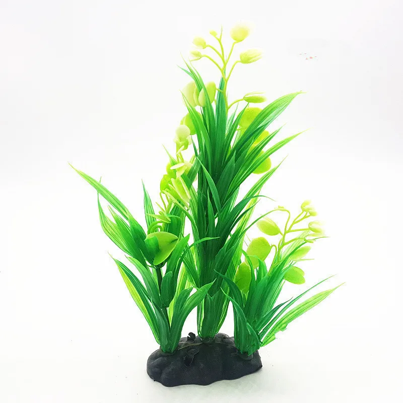 b-white flower 1 шт., пластиковые аквариумные растения, украшение для аквариума, искусственные растения, трава, аквариум, искусственные растения, цветок, Высота 13-28 см - Цвет: b-white flower