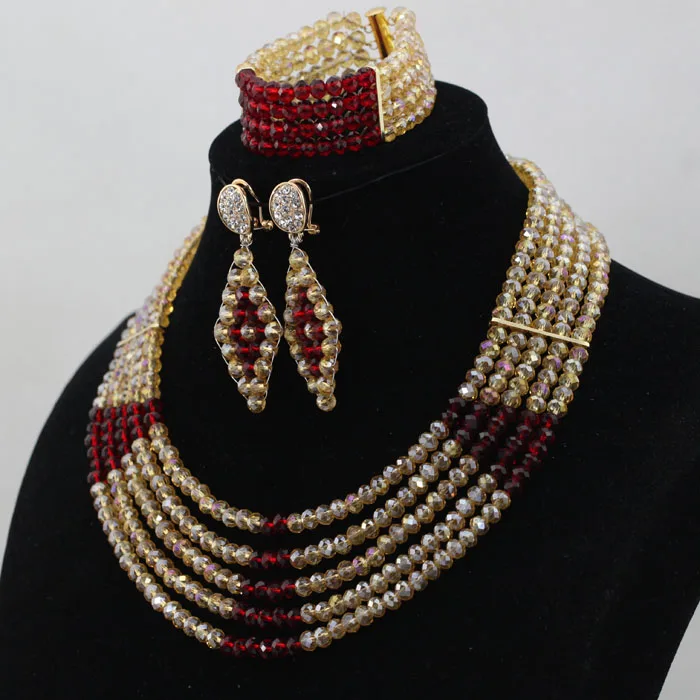 Mix of Royal Blue Crystal And Gray in Full Set Available Other Colors 5 Layers African Beads Jewelry Wholesale ALJ677 | Украшения и