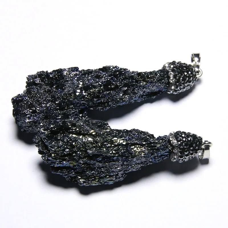 Подвеска из черных камней уникальные натуральные метеориты Tektite минеральные