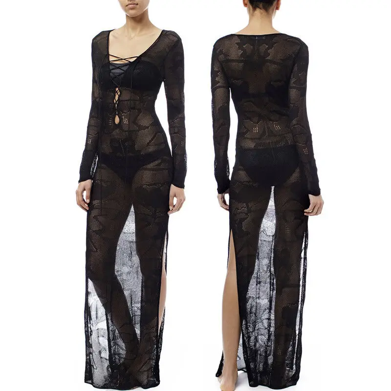 Летнее платье 2018 женские Модные с длинным рукавом бикини Перспектива v образным