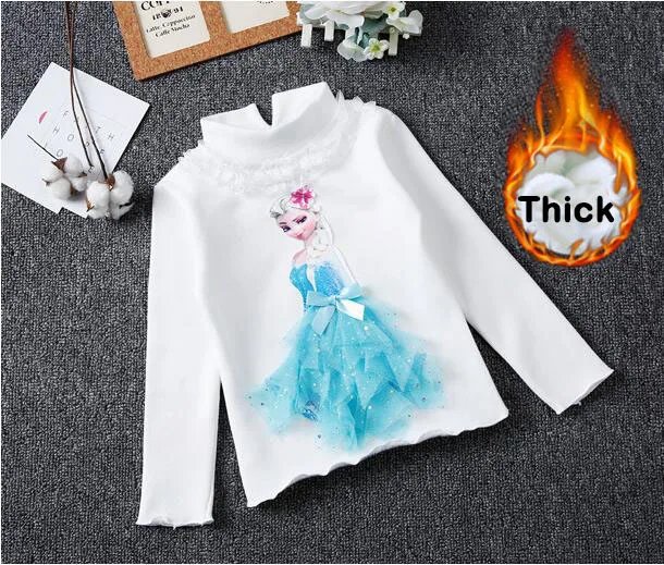 with fleece3 С принцессами для девочек, рубашка Elsa с флисовой отделкой для девочек, с рисунками из мультфильмов хлопковая рубашка толстые теплые зимние пальто для маленьких девочек, рубашка с длинными рукавами и Новинка весны рубашка - Цвет: with fleece3
