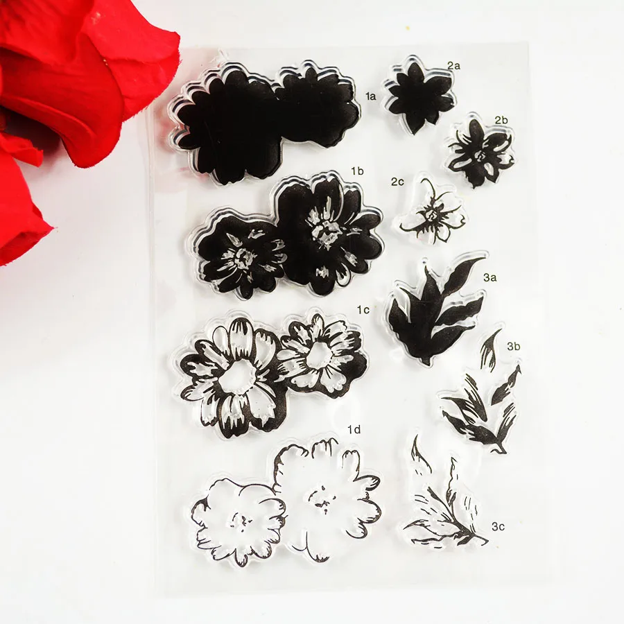 Шаг blcak цветок прозрачные штампы/силиконовые уплотнения для DIY скрапбукинга фотоальбом/изготовление карт