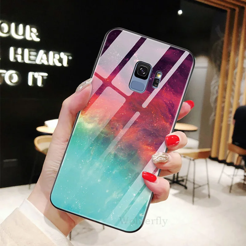 Звездное небо закаленное Стекло чехол для samsung Galaxy S9 S8 S10 плюс A50 A70 A40 A60 A30 A20 A10 M10 M20 J4 J6 A6 A7 пространство чехол