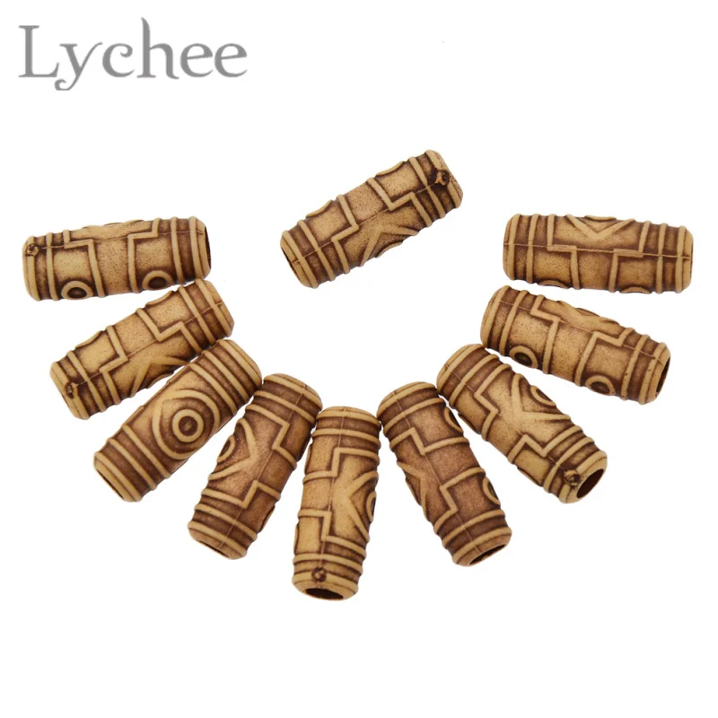 Lychee 10 шт./лот 6 мм винтажные деревянные волосы оплетка дреды бусины манжеты зажимы головные уборы аксессуары
