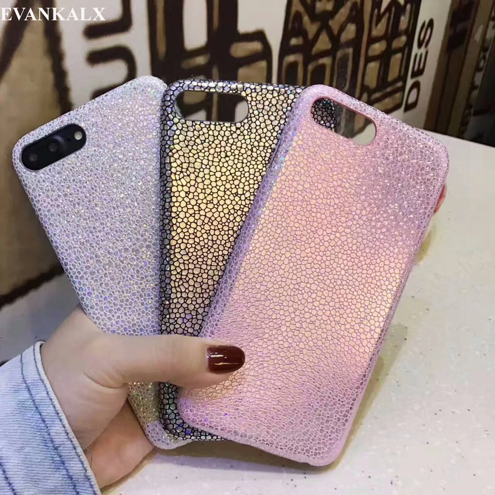 EVANKALX Shiny Laser TPU Case For iPhone 7 8 6/7/8 Plus Bling Glitter Snake Skin PU Leather Back Cover 6 6s |