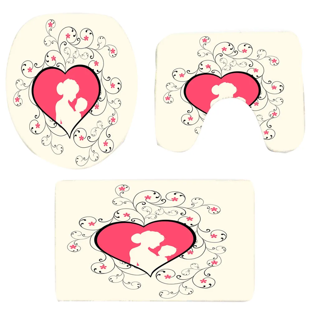 Коврик на день матери коврик для ванной в форме сердца туалета из трех предметов