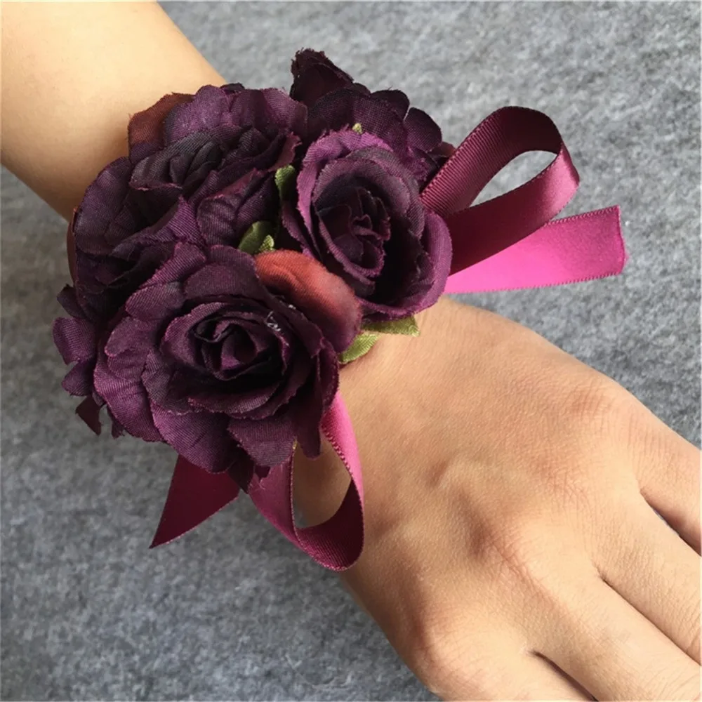 Искусственная Роза WeddingBobDIY цветок невесты корсаж на запястье женский браслет