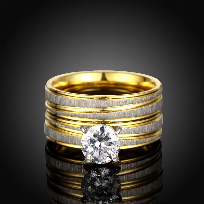 2017 Золотое никогда не выцветает Брендовое кольцо для пары из нержавеющей стали